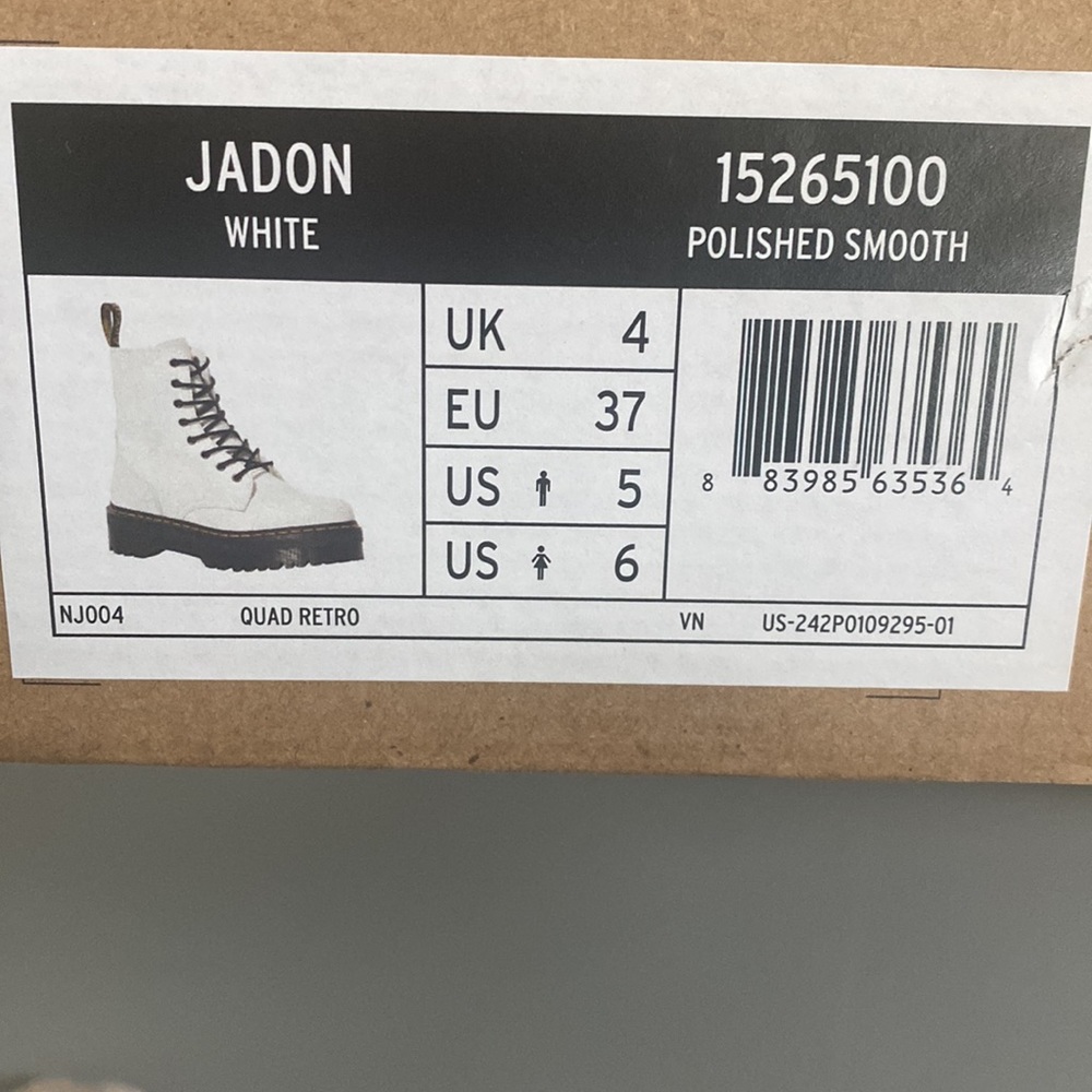 NWT & Box Dr. Martens JADON WHITE POLiSHED SMOOTH BOOTS - Picture 7 of 8